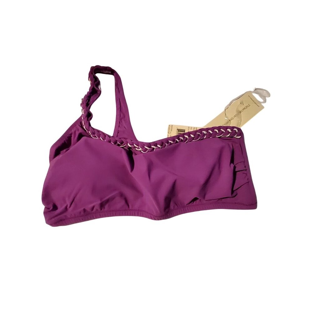 Gottex Profile PurpleOne-Shoulder Bikini Top With Braided Strap Design Womens 10